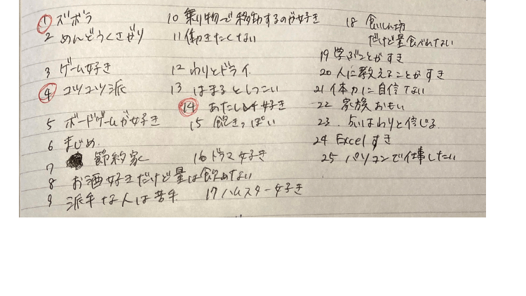 思いつくことを挙げてみたら、25個になった