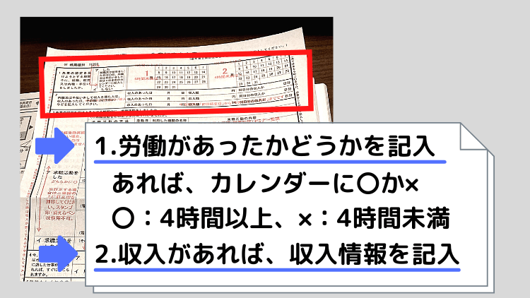 失業認定申告書1、2欄の記入法