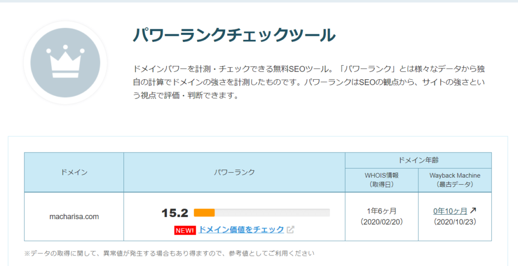 ドメインパワー(9月1日時点)
